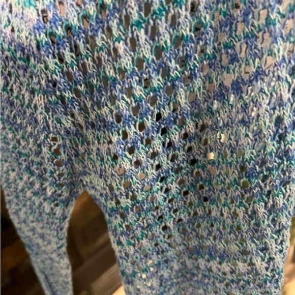 JEANNE PIERRE melange turquoise loos knit sweater/ tunic - Picture 9 of 13